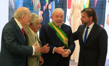 Lacalle Pou, Mujica, Sanguinetti participaron de la asunción de Lula