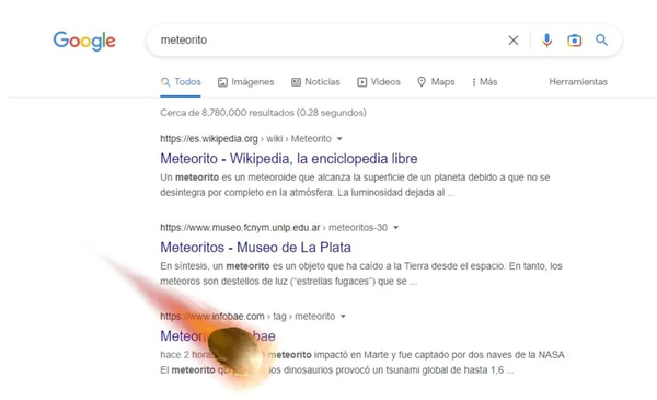 Look what happens when you type meteorite in the Google search engine