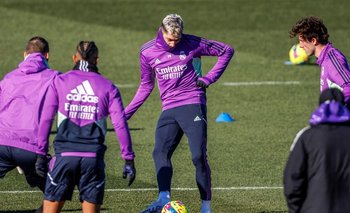 Fede Valverde en el entrenamiento del Real Madrid