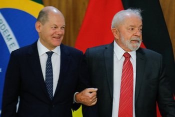 Olaf Scholz junto a Lula en Brasil