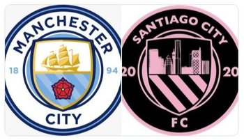 Los escudos de Manchester City y Santiago City