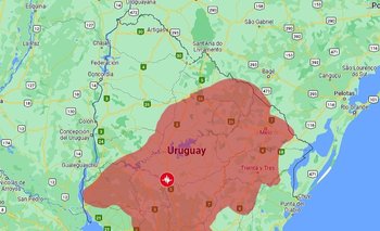 Área afectada de Uruguay si el epicentro del terremoto de Turquía y Siria hubiese ocurrido en Durazno.