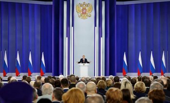 El presidente ruso, Vladimir Putin habló este martes ante las dos cámaras del Congreso