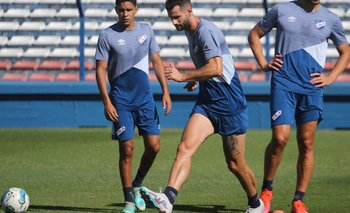 Gastón Pereiro entrenando con el plantel de Nacional