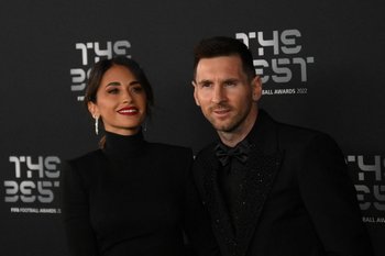 Antonela Roccuzzo y Lionel Messi en la entrega de premios The Best esta semana