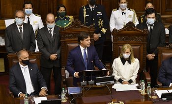 El presidente de la República, Luis Lacalle Pou, en su rendición de cuentas ante la Asamblea General en marzo de 2022
