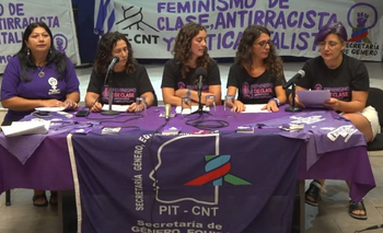 Conferencia de prensa de la Secretaría de Género del PIT-CNT por el Día de la Mujer