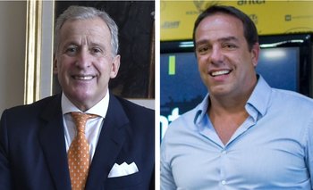 El expresidente de Peñarol, Juan Pedro Damiani, y el actual, Ignacio Ruglio