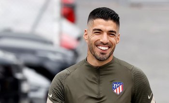 Luis Suárez este sábado en la práctica del Atlético