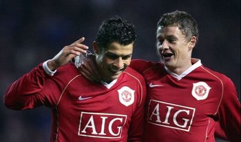 Ronaldo y Solskjaer en Manchester United