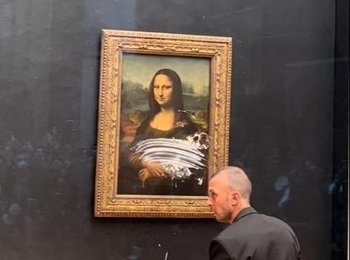 La pintura de Da Vinci luego del ataque pastelero