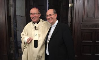 El cardenal y arzobispo de Montevideo, Daniel Sturla, y el obispo de Maldonado y Minas, Milton Tróccoli