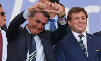 El presidente de Brasil, Bolsonaro, y el de la Conmebol, Alejandro Domínguez