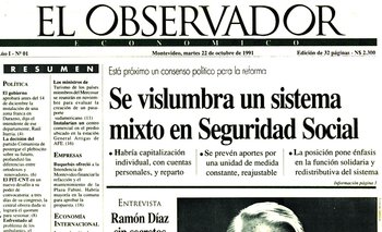 La primera edición de El Observador se publicó el martes 22 de octubre de 1991