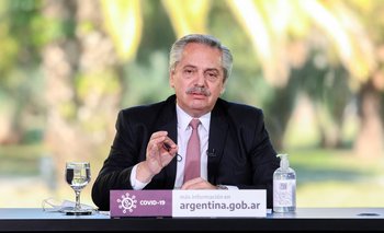 El presidente argentino, Alberto Fernández, durante una conferencia de prensa en Buenos Aires
