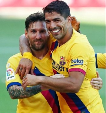 Suárez y Messi cuando jugaban en Barcelona
