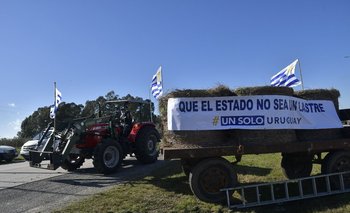 Pancarta en una de las proclamas de Un Solo Uruguay, en enero.