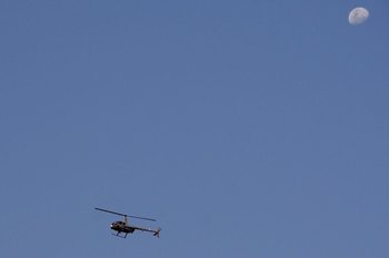 El helicóptero de la Policía sobrevoló los alrededores del estadio