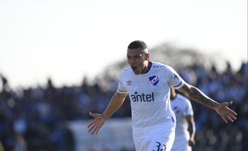 Franco Fagúndez celebra su gol para Nacional