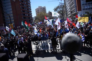 Manifestación sindical en Montevideo.