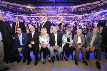 Autoridades del gobierno de Vázquez en la inauguración del Antel Arena el 12 de noviembre de 2018