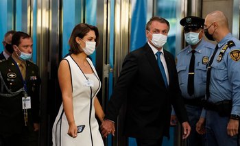 Michelle Bolsonaro llega a Nueva York junto a su esposo, Jair Bolsonaro, el 21 de setiembre de 2021