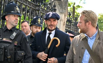David Beckham en la fila para despedir a la reina Isabel II en la Abadía de Westminster