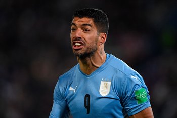 Luis Suárez con la camiseta de Uruguay