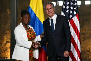 La vicepresidenta de Colombia, Francia Márquez, junto al secretario de Estado de Estados Unidos, Antony Blinken