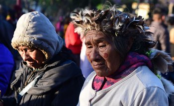 Manifestación de pobladores originarios en Asunción, Paraguay