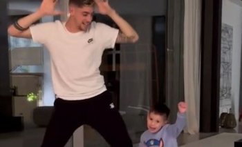Federico Valverde bailando con su hijo Benicio antes de viajar a Abu Dabi