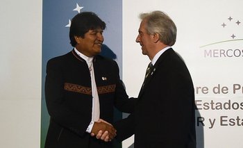 Evo Morales y Tabaré Vázquez en la Cumbre del Mercosur 