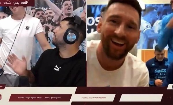 Messi se divirtió con el Kun Agüero durante una transmisión en vivo de la Copa Mundial Qatar 2022