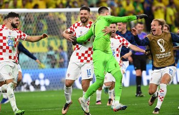 El festejo de Croacia al final del partido