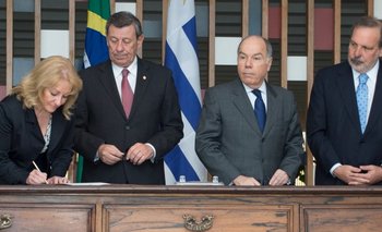Carolina Cosse, Rodolfo Nin Novoa, Mauro Vieira y Armando Monteiro. (Archivo, 2015)