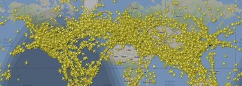 Así se veía el tráfico aéreo el 13 de julio pasado, cuando se registraron 205.468 vuelos en 24 horas.