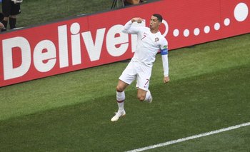El festejo de Ronaldo tras su cuarto gol en Rusia 2018