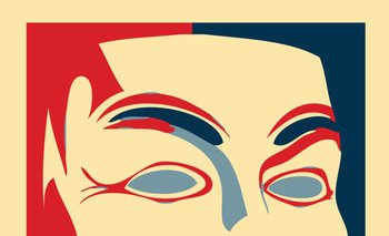 Uno de los afiches más emblemáticos de la campaña de Barack Obama con la máscara de Guy Fawkes