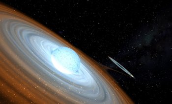 Impresión artística de un agujero negro de un sistema binario como el de  V404 Cyg, en la constelación del Cisne